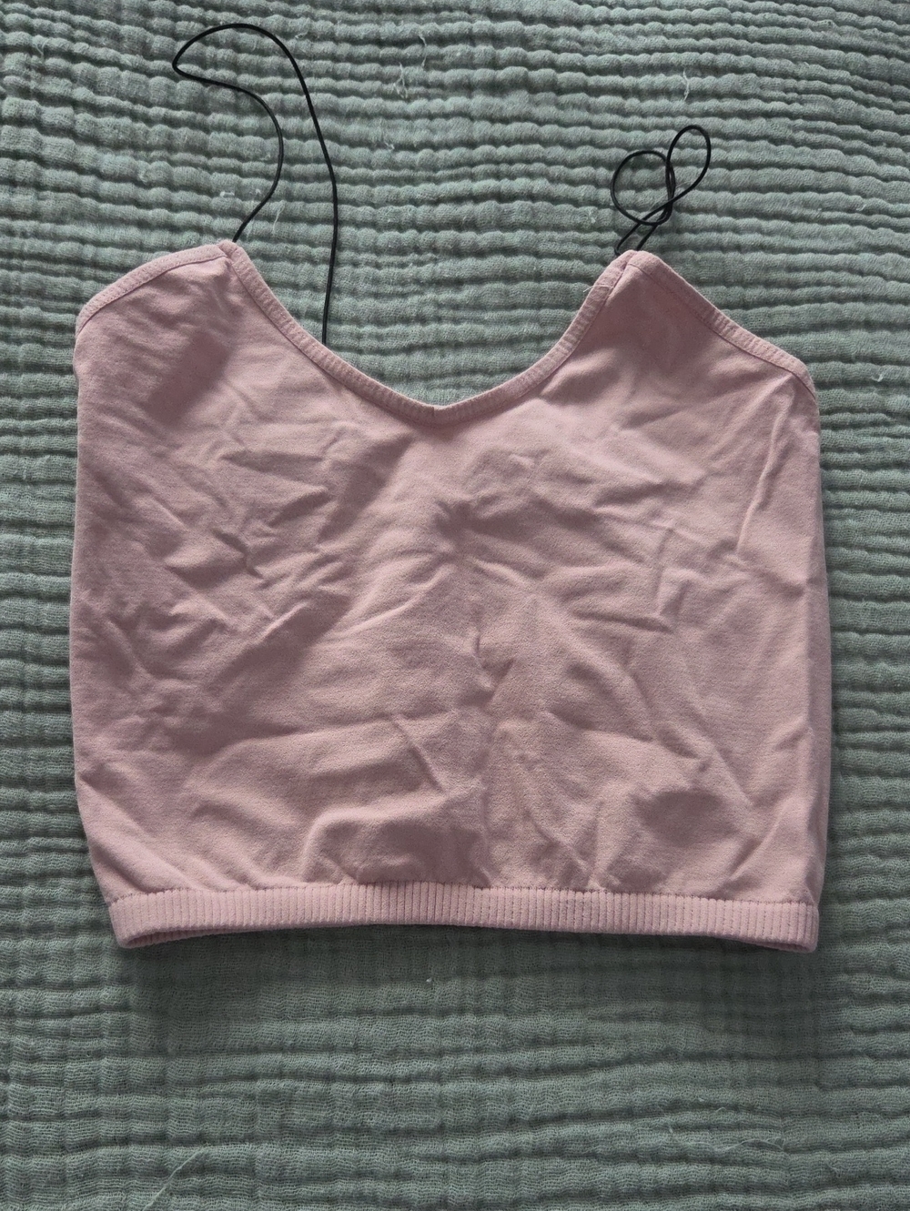 Cropped Light Pink Ribbed Camisole Tank